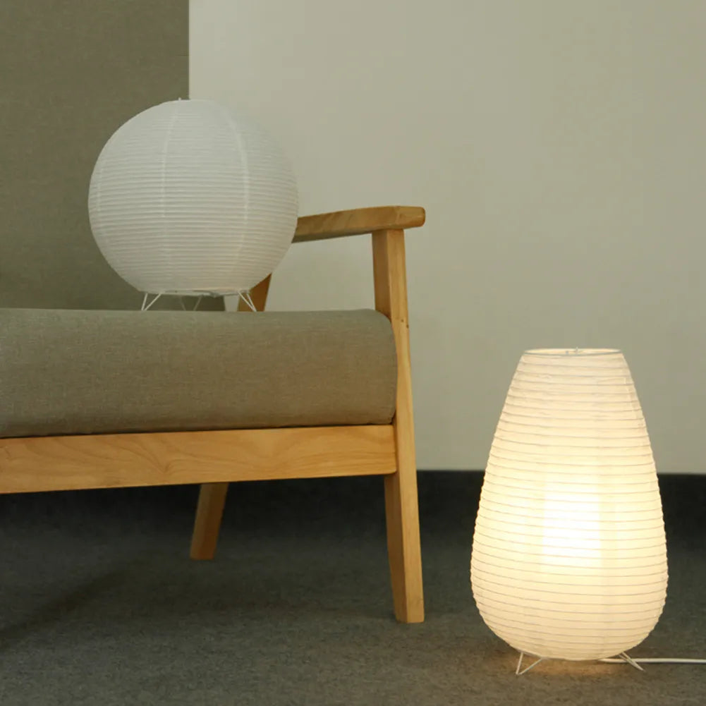 Japanischer Wabi-Sabi-Stil Reispapier Zylinderlaterne Lampe