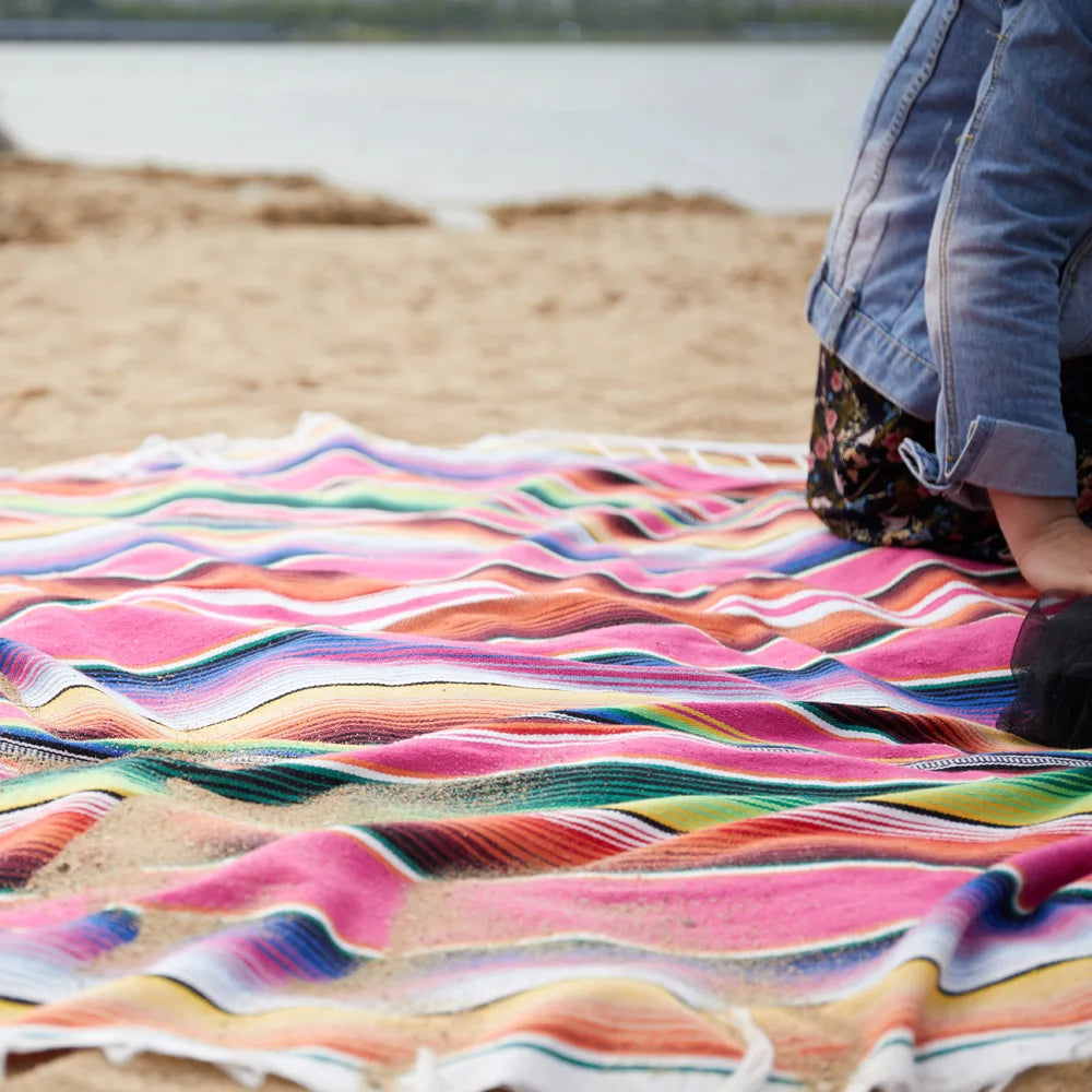 Boho Vibrant Mexikanische Serape Decke