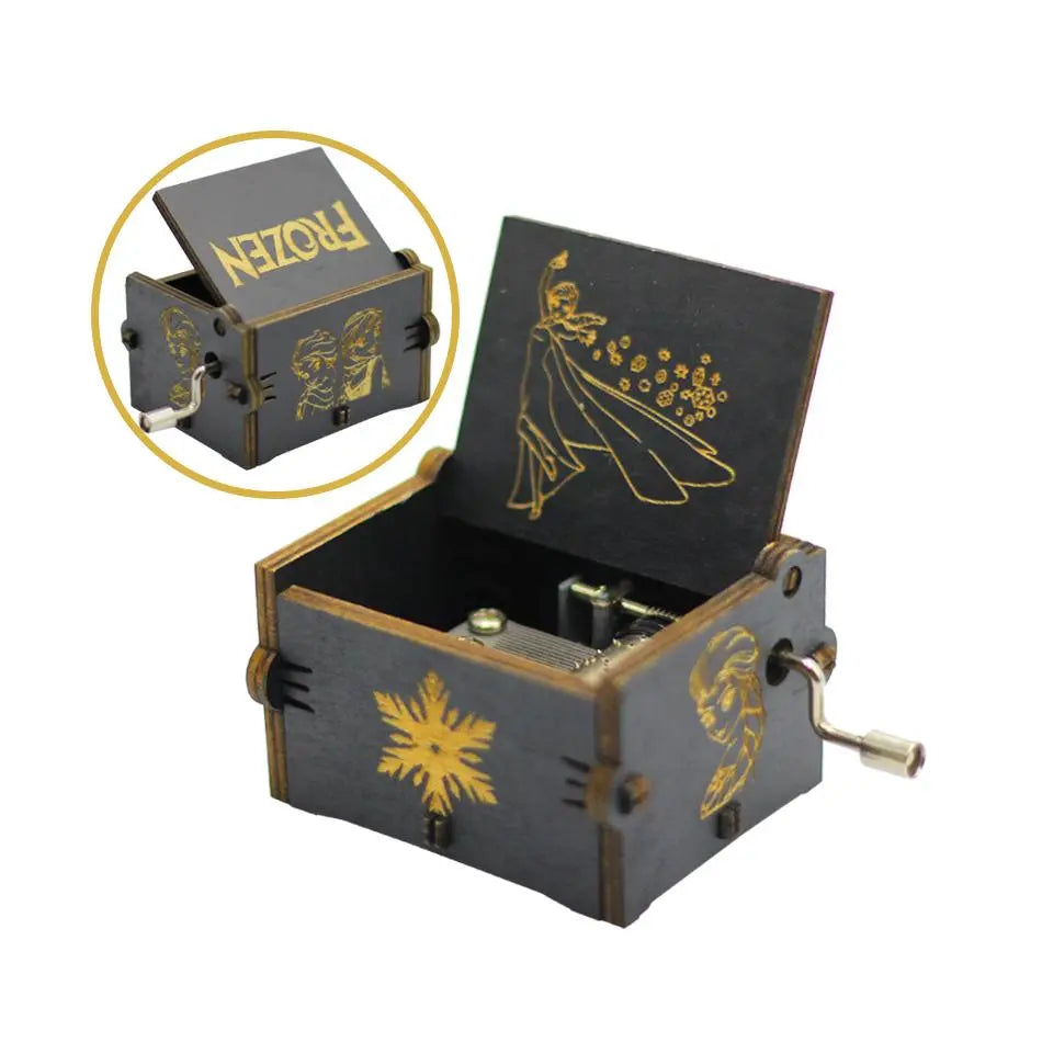 Neueste Design Anime Howl's Moving Castle Musikthema Antik geschnitzte Holz Handkurbel Musikbox Kinderspielzeug Weihnachtsgeschenk