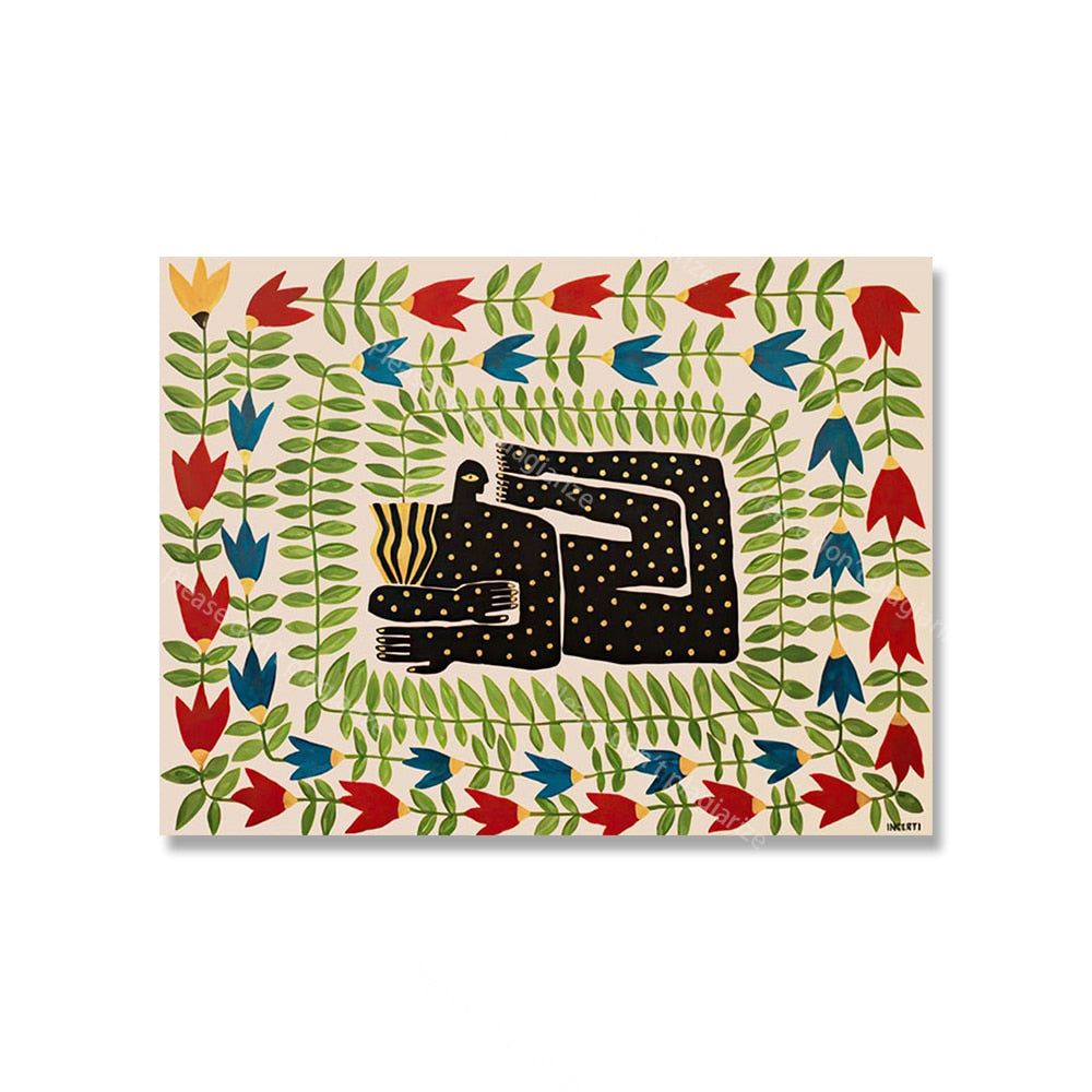 Altes Ägypten Buntes abstraktes Boho Poster Tiger Leopard Figur Wand Kunstdrucke Leinwand Malerei Dekor Bilder für Wohnzimmer