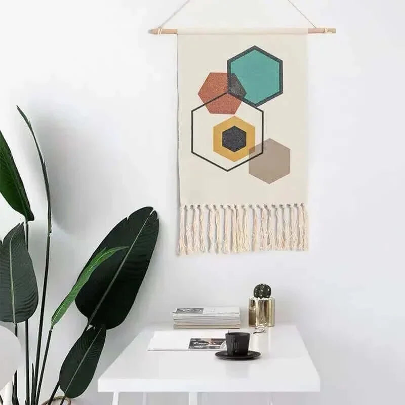 Macrame Hängender Baumwollteppich