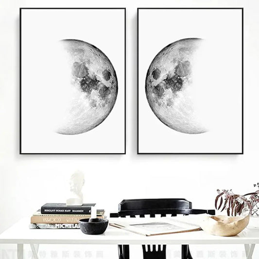 Frendorf | LunaNova Wandbild | Mondphasen Leinwand | Stilvolle Wanddekoration | Astronomisches Kunstwerk