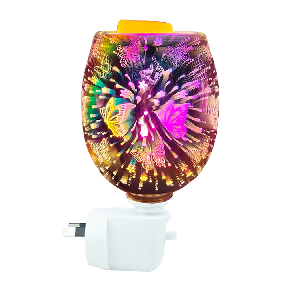 Frendorf | NovaMist 3D Glas Wachsschmelzer | Elektrische Duftlampe mit Glasschale | Aromatherapie & Raumduft | Schmetterlings-Design