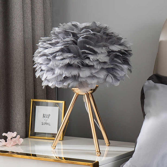 Tischlampe - FeatherLux - Dimmbares Licht - Elegantes Federdesign