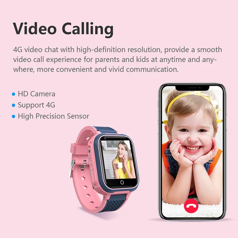 LT21 4G Kinder Smartwatch mit GPS, WiFi, Videoanruf, SOS, IP67 wasserdicht - Kindersicherheitstracker und Standortüberwachungs-Handy-Uhr