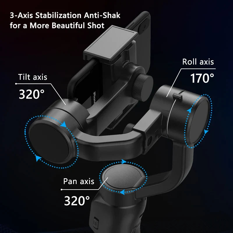 Frendorf | 3-Achsen Handheld Gimbal Stabilizer mit Zubehör - Anti Shake Smartphone Video Halter für Android & iPhone