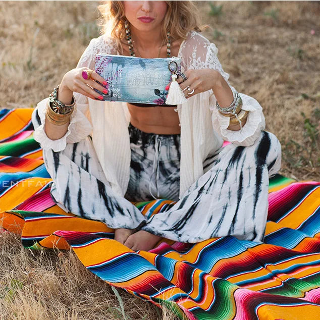 Boho Vibrant Mexikanische Serape Decke