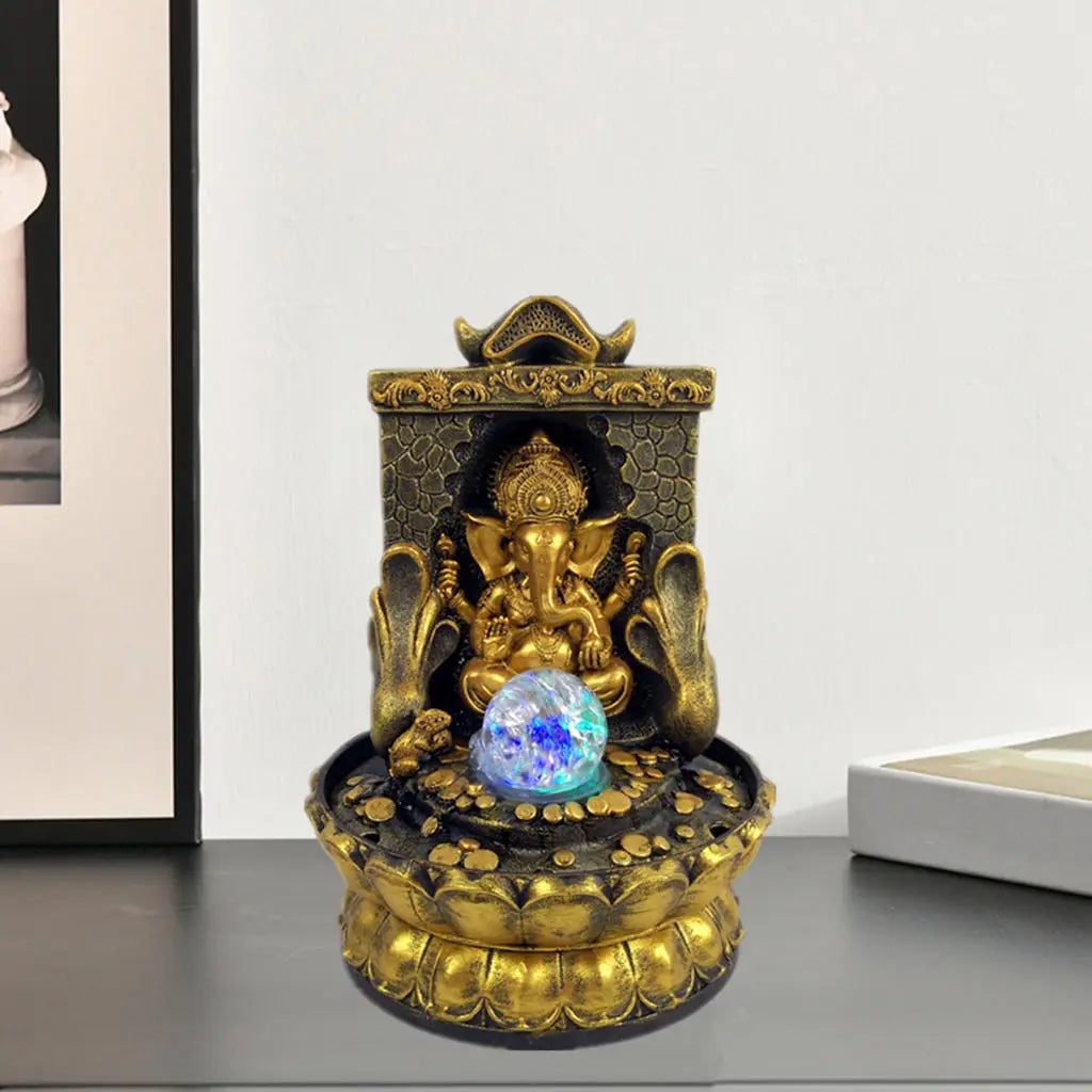 Atemberaubende Ganesha-Statue mit LED-Innen-Wasserquelle