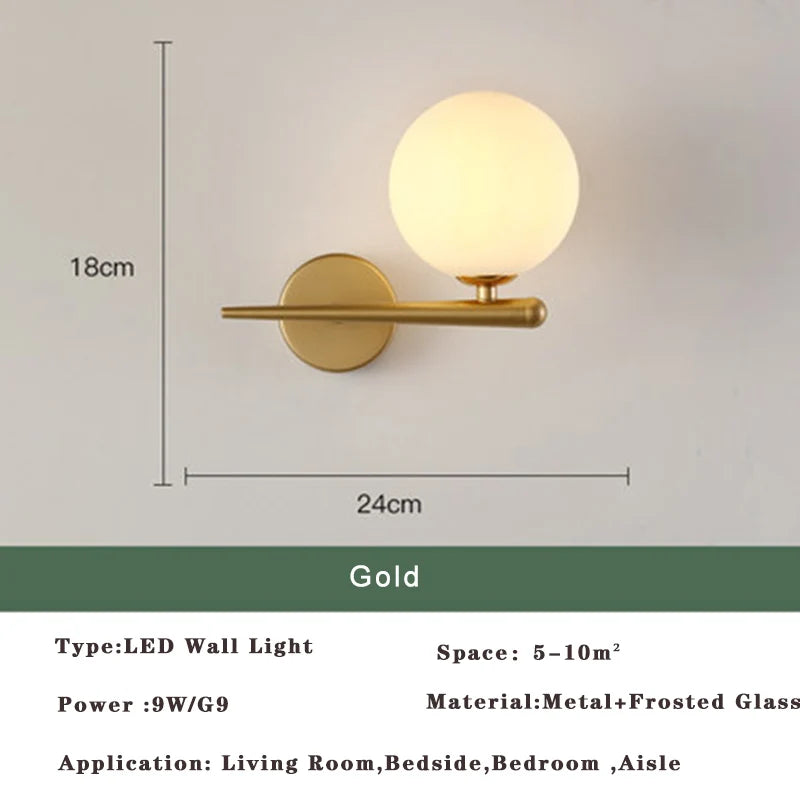 Frendorf | Nordic Golden LED Wandleuchte – 9W G9 Glühbirne Wandleuchte für Schlafzimmer, Wohnzimmer und Badezimmer