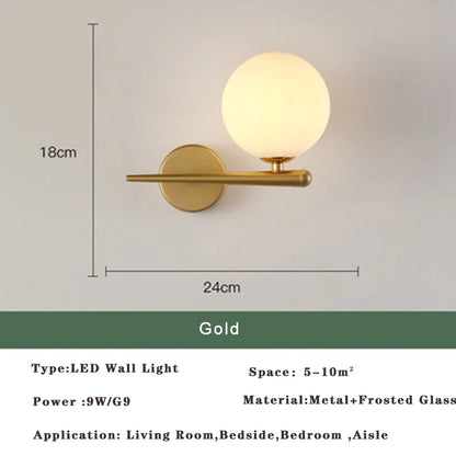 Frendorf | Nordic Golden LED Wandleuchte – 9W G9 Glühbirne Wandleuchte für Schlafzimmer, Wohnzimmer und Badezimmer