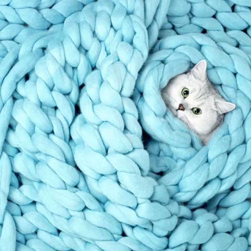 Schwere Strickdecke