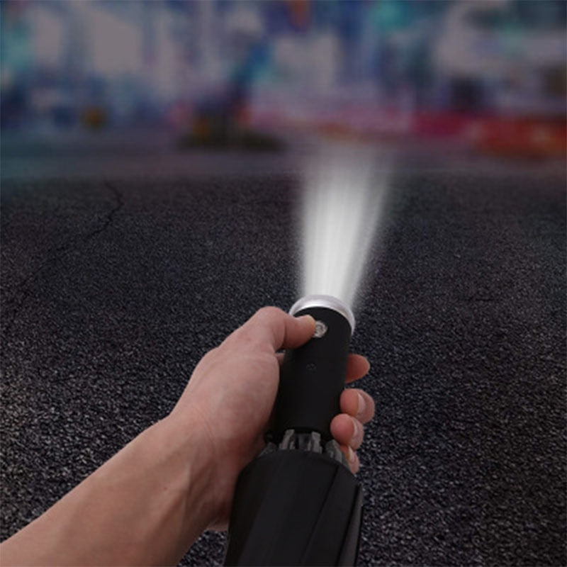 Frendorf | Automatisch faltbarer Regenschirm mit LED-Taschenlampe
