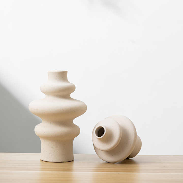 Frendorf | Breite Cone Indented Handmade Pflanze Kreisförmige Hochzeitsvase Nordische Keramike Vase