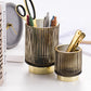 Elise Gold Foil Glas Makeup Halter & Organizer