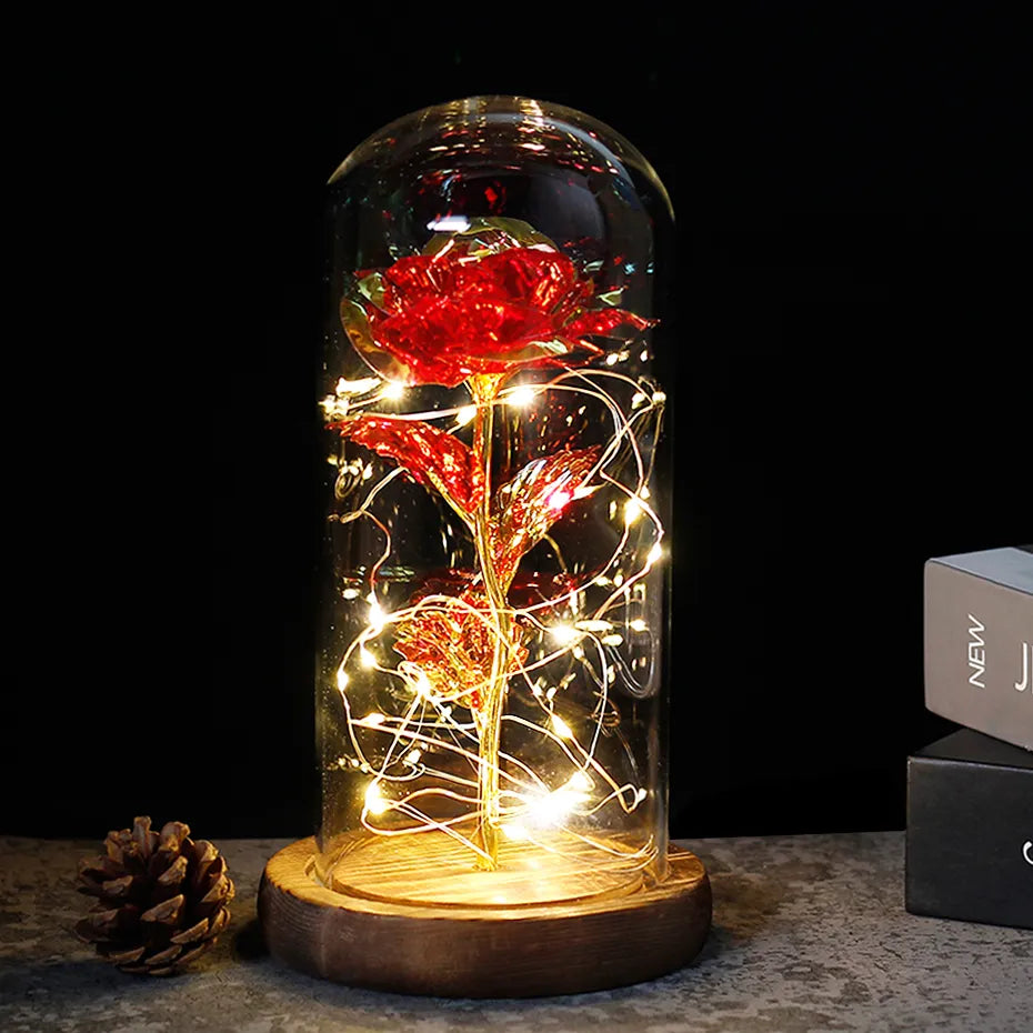 Frendorf | Ewige Rose in Glasdome | Handverlesen, LED-beleuchtet & Ideal für romantische Geschenke und Wohnkultur