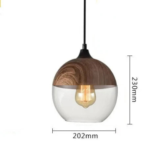 Frendorf | EternaGlow Pendelleuchte aus Glas und Holz | Elegantes Design für Ihr Zuhause