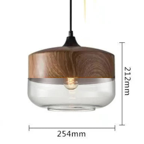 Frendorf | EternaGlow Pendelleuchte aus Glas und Holz | Elegantes Design für Ihr Zuhause