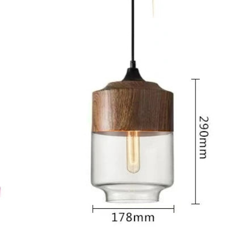 Frendorf | EternaGlow Pendelleuchte aus Glas und Holz | Elegantes Design für Ihr Zuhause