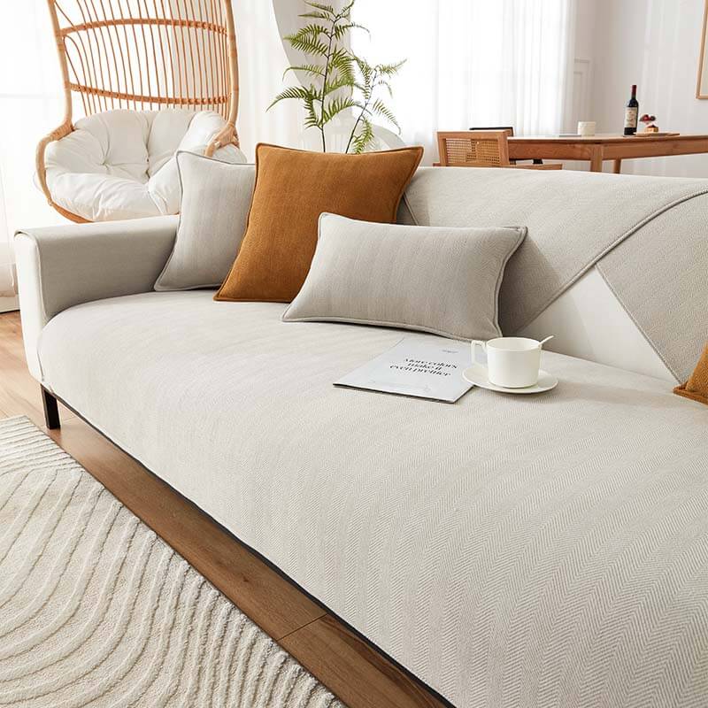 Fischgräten Chenille Stoff Wasserdicht & Antifouling Sofa-Bezüge