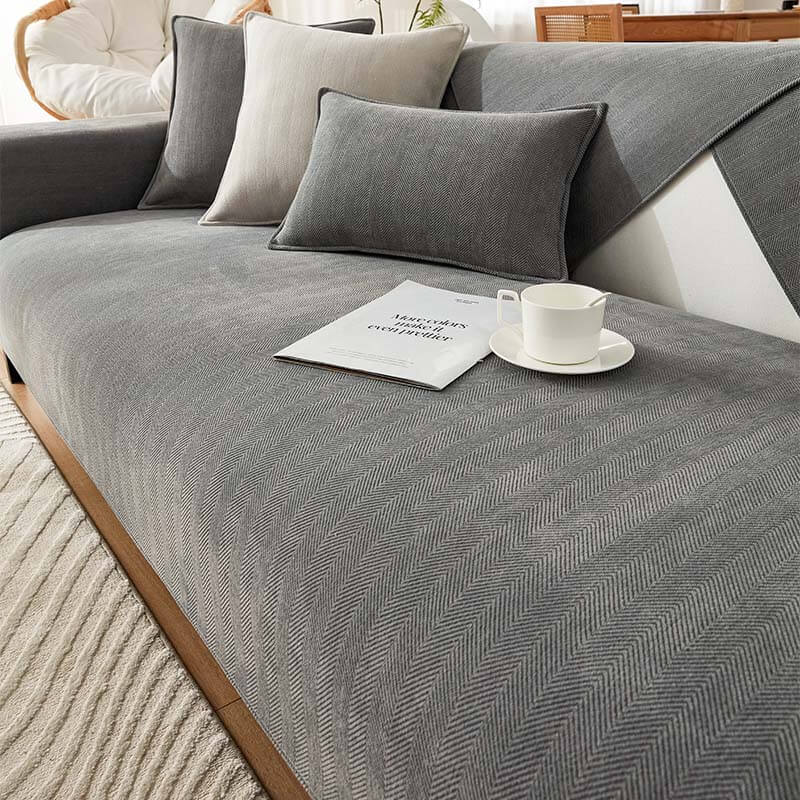Fischgräten Chenille Stoff Wasserdicht & Antifouling Sofa-Bezüge