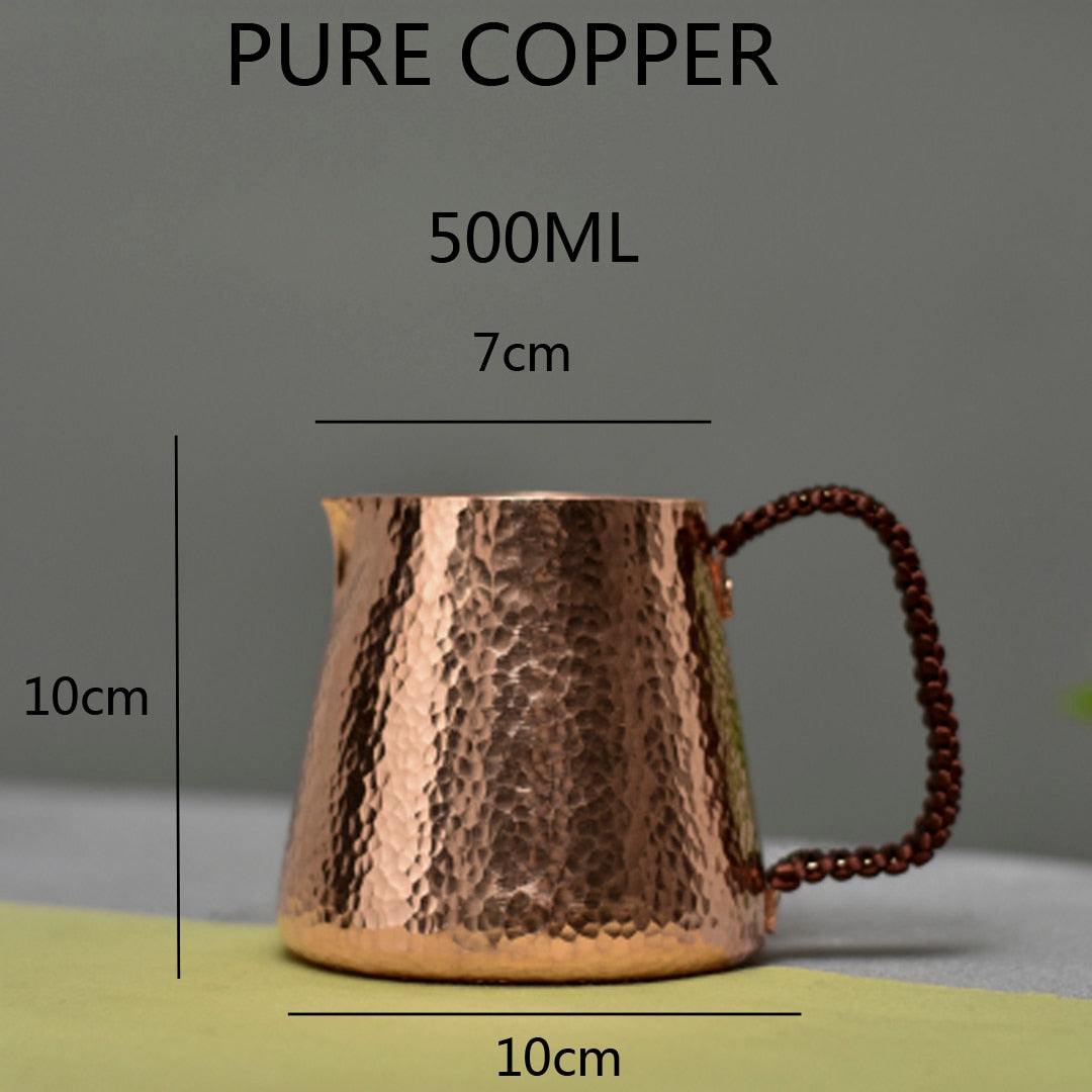500 ml reines Kupfer Latte Kanne Milchkännchen Wassertöpfe Wasserkocher Hammer Handwerk Trinkgeschirr Geschirr