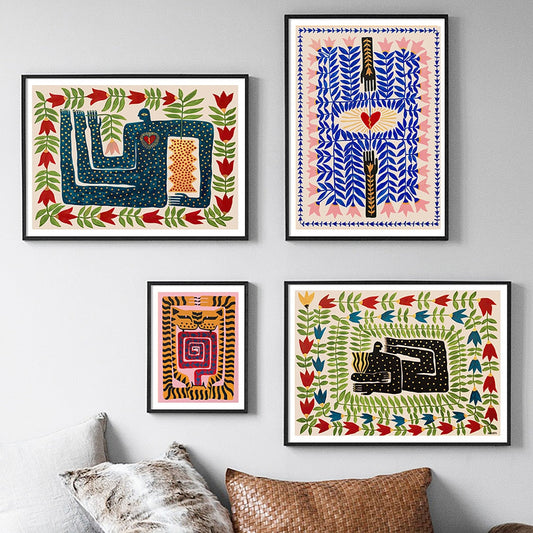 Altes Ägypten Buntes abstraktes Boho Poster Tiger Leopard Figur Wand Kunstdrucke Leinwand Malerei Dekor Bilder für Wohnzimmer