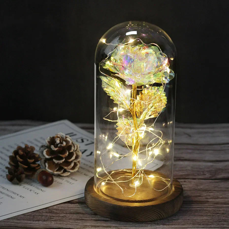 Frendorf | Ewige Rose in Glasdome | Handverlesen, LED-beleuchtet & Ideal für romantische Geschenke und Wohnkultur