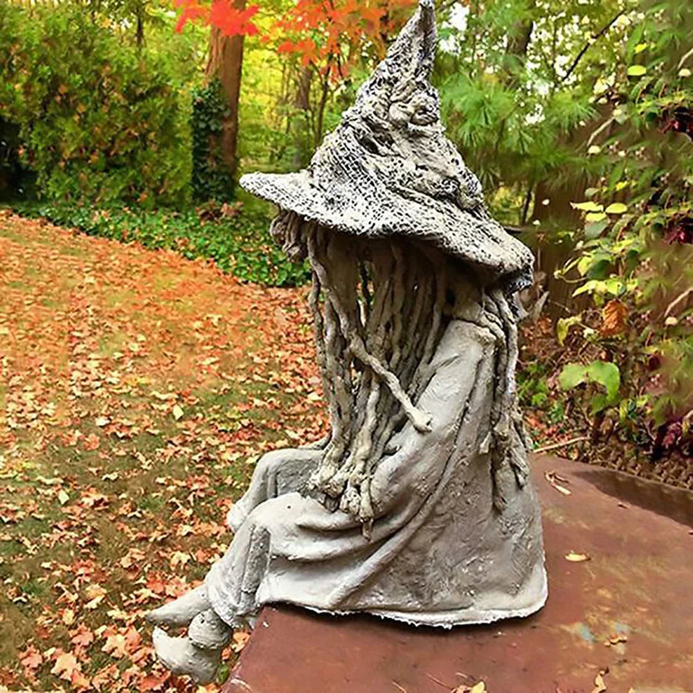 Frendorf | MysticGlow Solarbetriebene Hexen-Statue | Magisches Gartenlicht | Stimmungsvolle Solarleuchte für Außenbereich