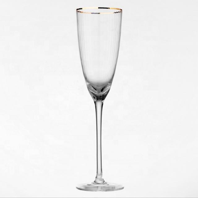 Frendorf | 260ml Hammer Champagnerglas klar mit goldenem Rand