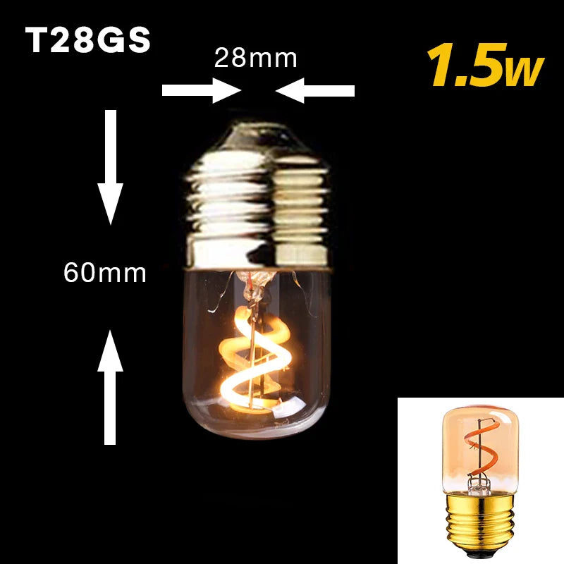 Dimmable Vintage LED-Birne (3W, E27-Basis) - Goldspiral-Glühfaden für Kronleuchter & dekorative Beleuchtung