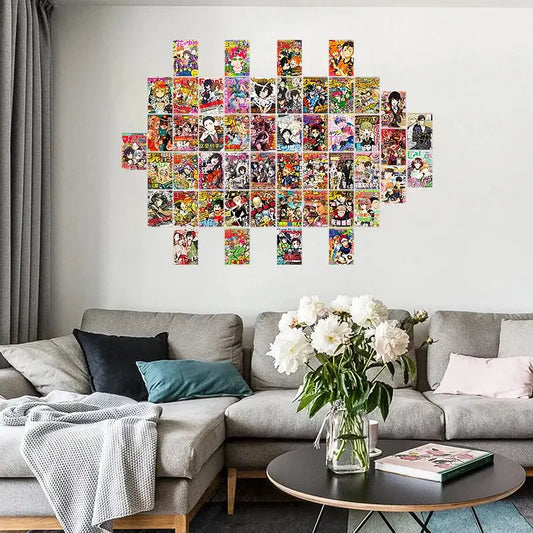 50 Stück Anime Magazin Posterhüllen Ästhetisches Wand-Collage-Kit Kunstkarten-Dekoration für Manga Helle Farben Studentenwohnheim Schlafzimmer Wohnzimmer