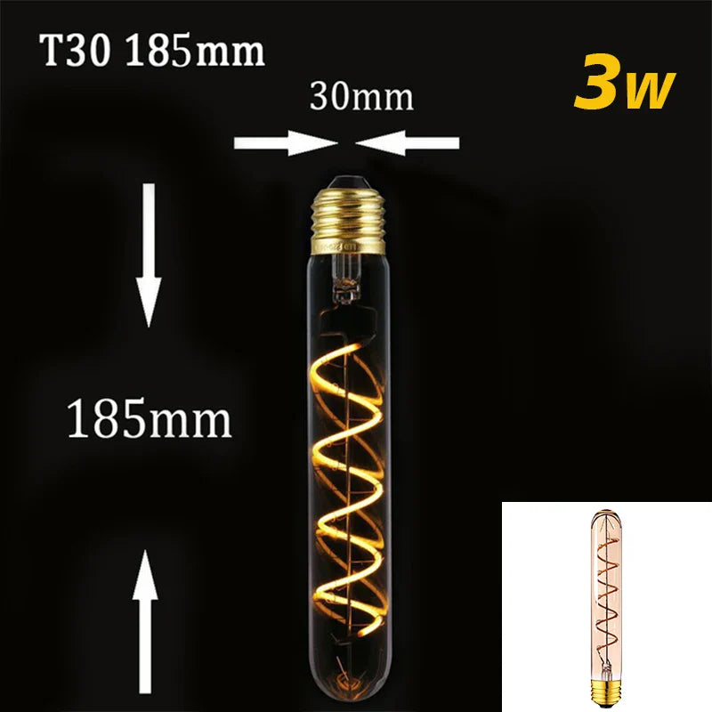Dimmable Vintage LED-Birne (3W, E27-Basis) - Goldspiral-Glühfaden für Kronleuchter & dekorative Beleuchtung