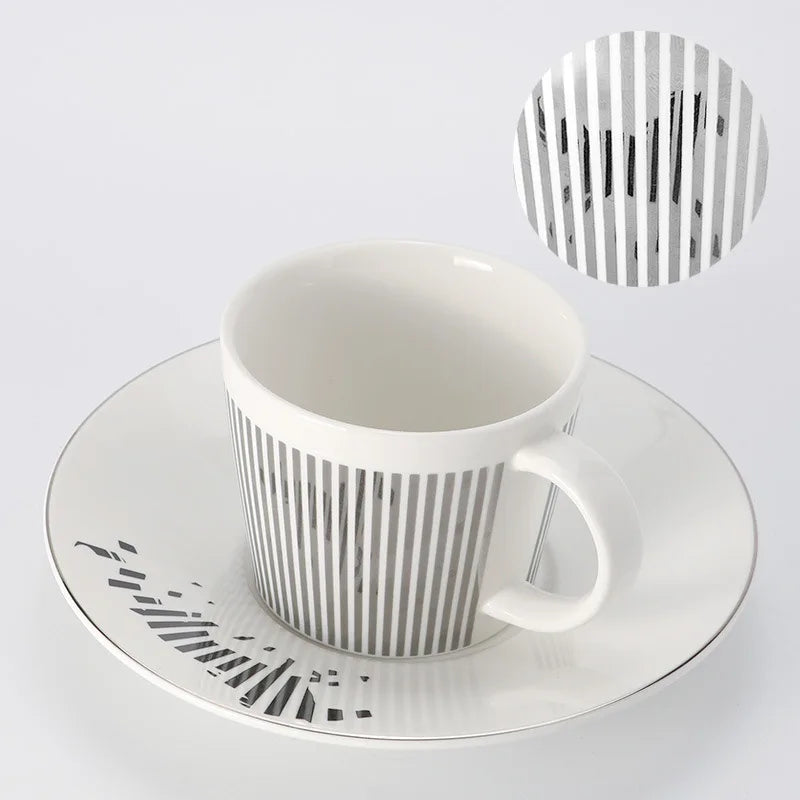 Kreative dynamische Spiegelreflexbecher Leopard anamorpher Zebra-Becher Luycho Kaffee Tee Becher Set mit Untersetzer 90ml-225ml