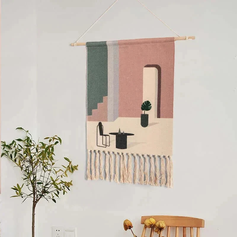 Macrame Hängender Baumwollteppich