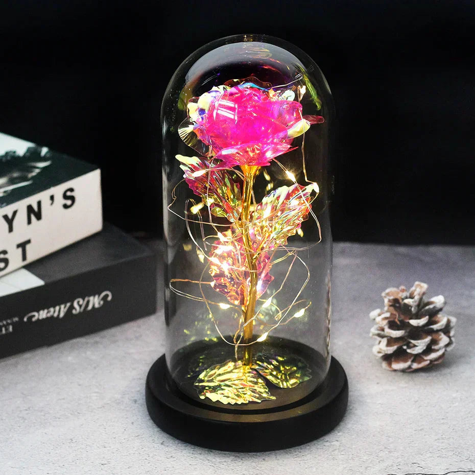 Frendorf | Ewige Rose in Glasdome | Handverlesen, LED-beleuchtet & Ideal für romantische Geschenke und Wohnkultur