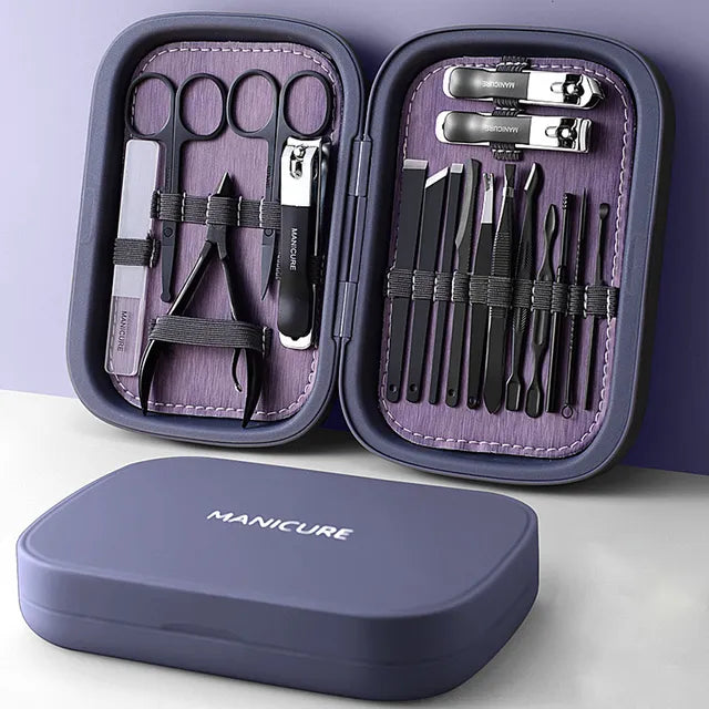 LuxNails | Professionelles Edelstahl-Maniküre- und Pediküre-Set | Tragbar & Multifunktional | Luxuriöse Aufbewahrungsbox