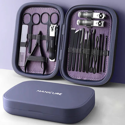 LuxNails | Professionelles Edelstahl-Maniküre- und Pediküre-Set | Tragbar & Multifunktional | Luxuriöse Aufbewahrungsbox