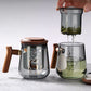 Hochwertige hitzebeständige Glasmug Tee Wasserseparator Teetasse Kung Fu Teeset Filter Wasserbecher mit Deckel Filter Büroteetasse