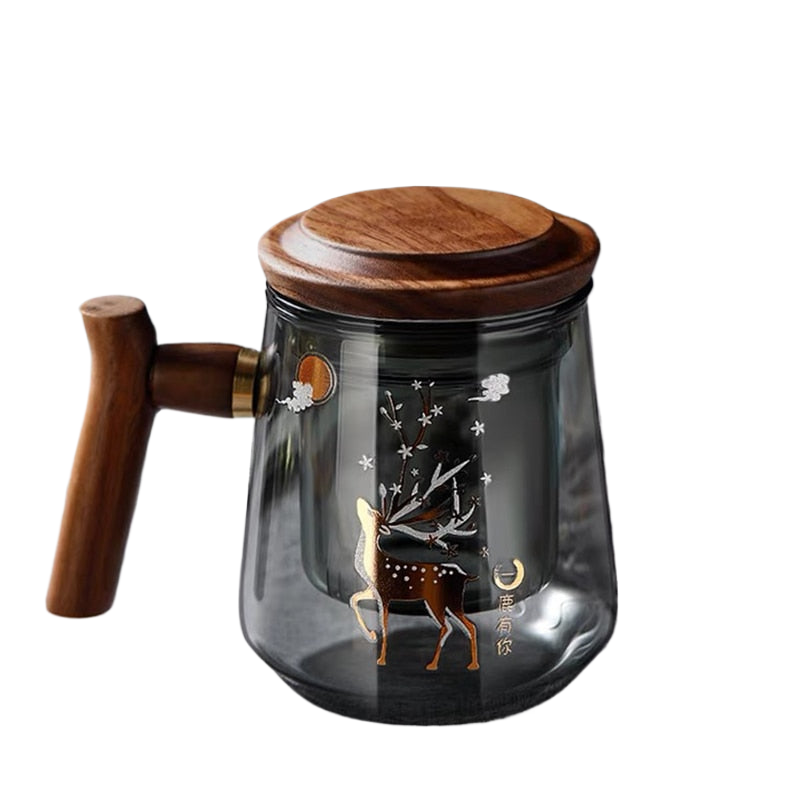 Hochwertige hitzebeständige Glasmug Tee Wasserseparator Teetasse Kung Fu Teeset Filter Wasserbecher mit Deckel Filter Büroteetasse