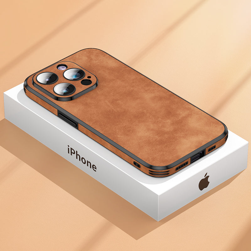 Frendorf | Hochwertige Leder-iPhone-Hülle mit stoßfester Kameraschutzabdeckung Tasche | MagSafe Case für Apple iPhone 15/14/13 Pro Max Plus | Panzer-Cover Handyhülle