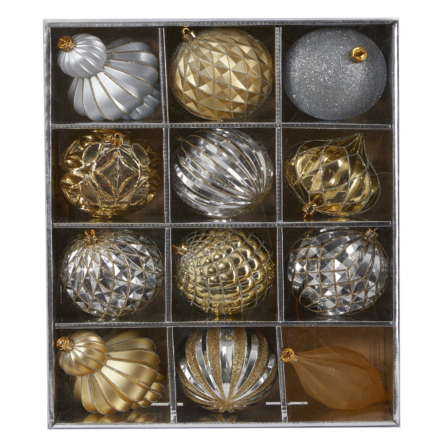 Holiday Lux bruchsicher, 12er Set Weihnachtsbaum Schmuck, 100mm mit wiederverwendbarem Karton
