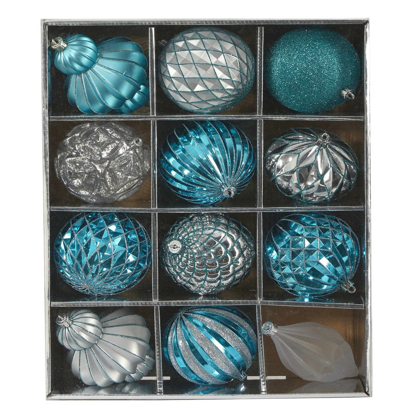 Holiday Lux bruchsicher, 12er Set Weihnachtsbaum Schmuck, 100mm mit wiederverwendbarem Karton