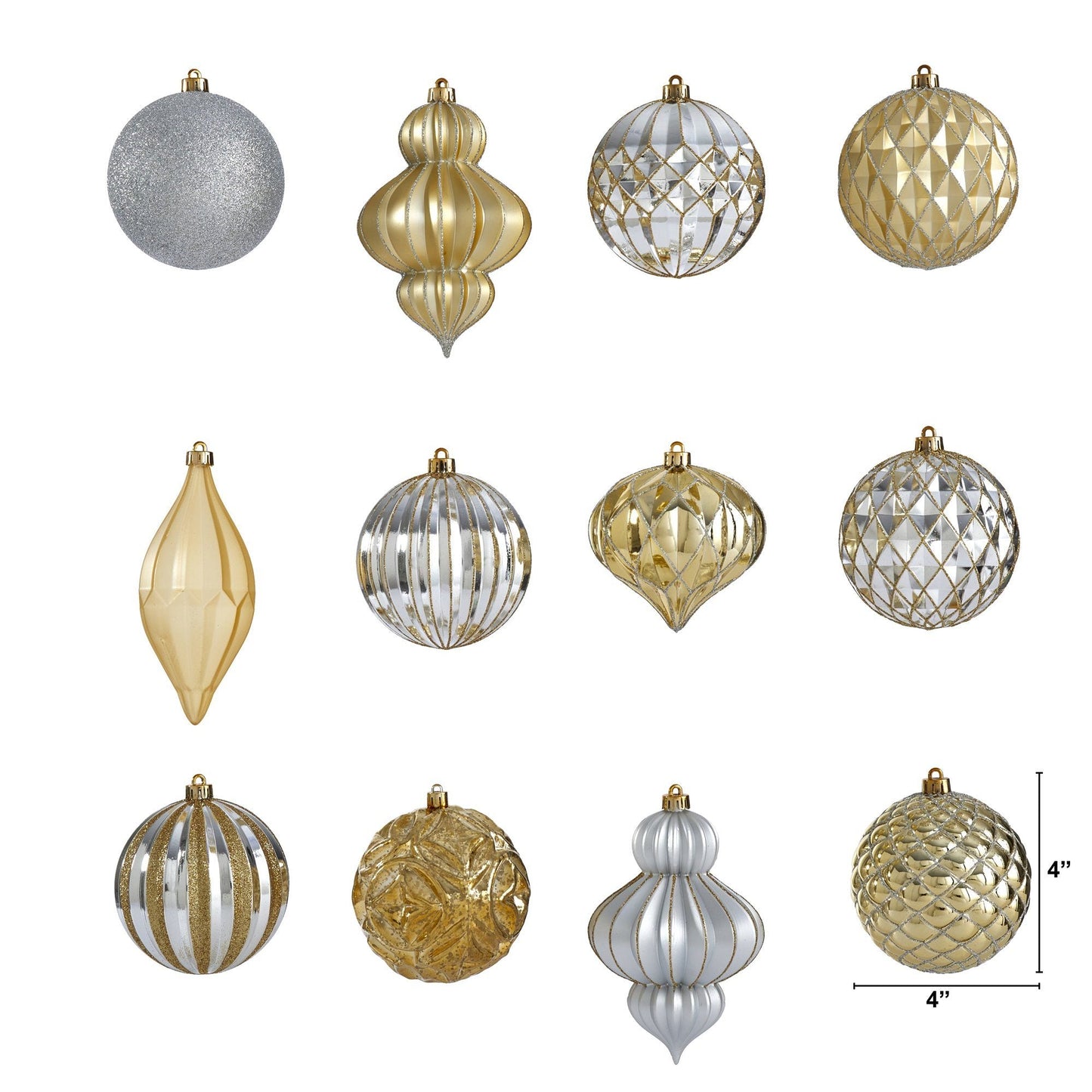 Holiday Lux bruchsicher, 12er Set Weihnachtsbaum Schmuck, 100mm mit wiederverwendbarem Karton