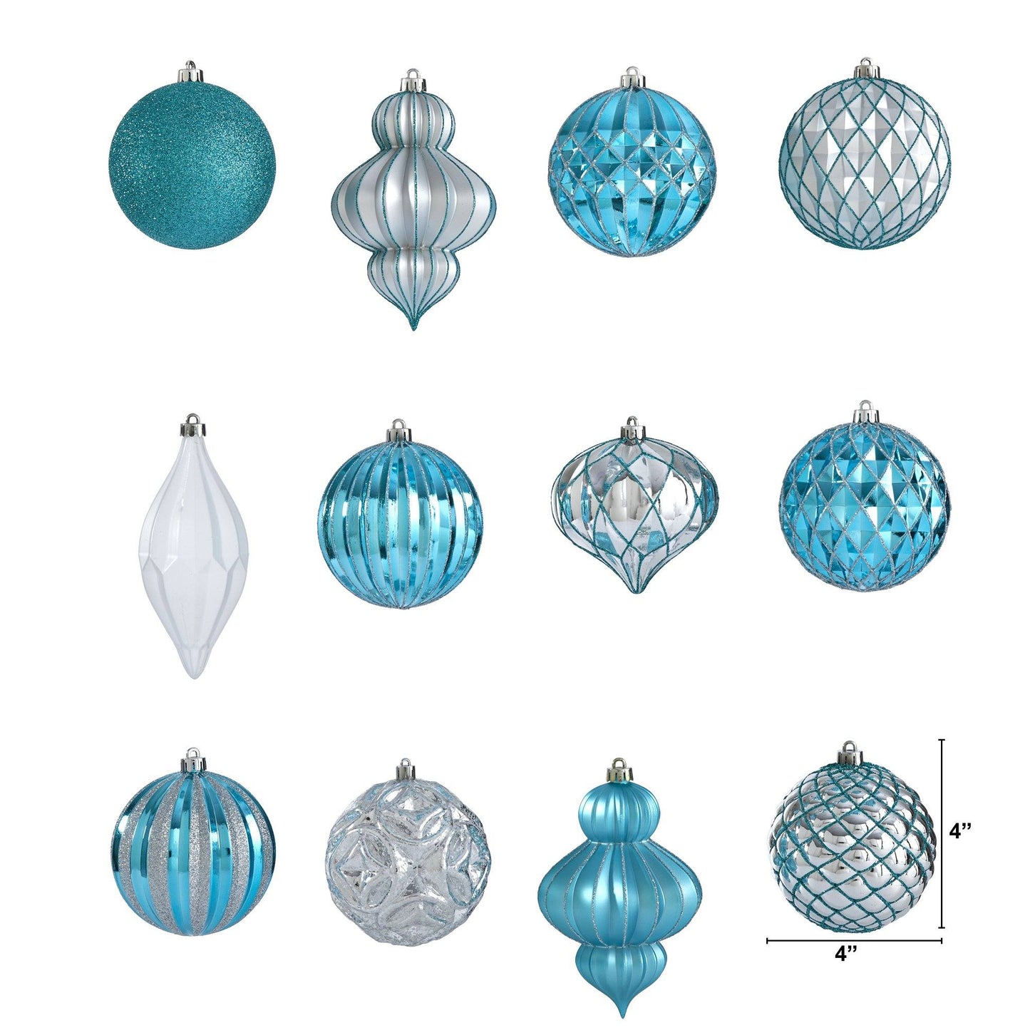 Holiday Lux bruchsicher, 12er Set Weihnachtsbaum Schmuck, 100mm mit wiederverwendbarem Karton