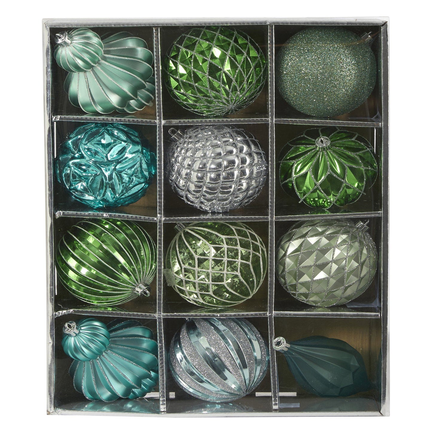 Holiday Lux bruchsicher, 12er Set Weihnachtsbaum Schmuck, 100mm mit wiederverwendbarem Karton