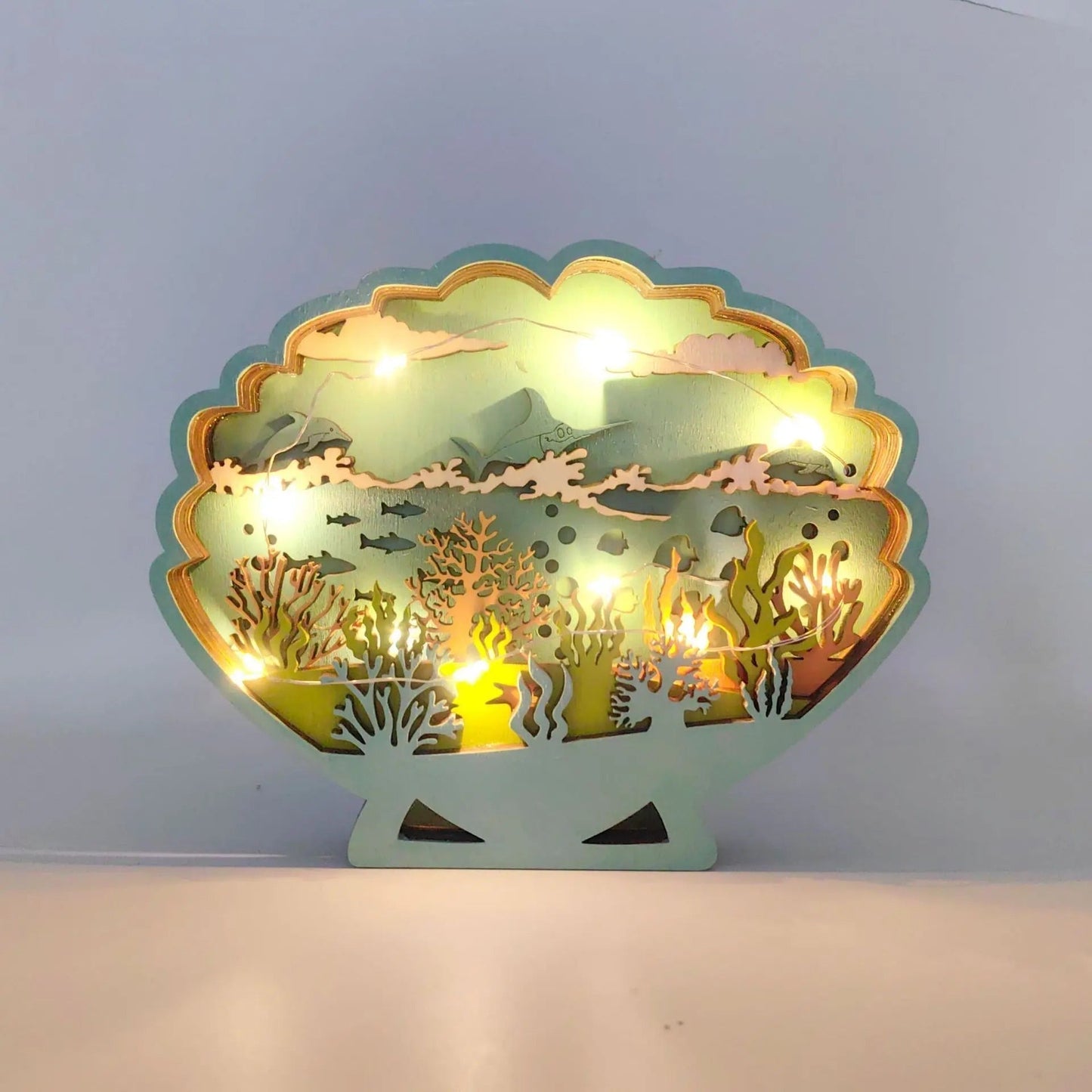 Frendorf | OceanGlow Leuchtende Muschel & Fischdekoration – Meeresinspirierte Kunst