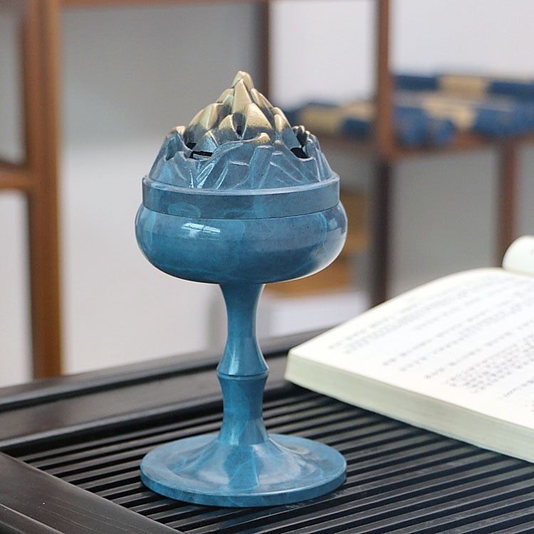 Heimdekoration Boshan Ofen Chinesischer Stil Klassische Zen-Buddhistische Halle Heimräucherspirale und Sandelholz Reiner Kupfer Räuchergefäß