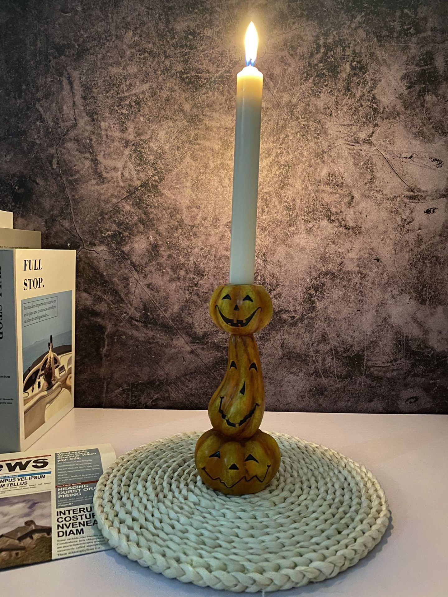 Heimdeko Halloween Kürbis Kerzenständer Dekorationen Harz Gefertigte Hohle Kerzenbasis Halloween Dekoration Kerzenständer