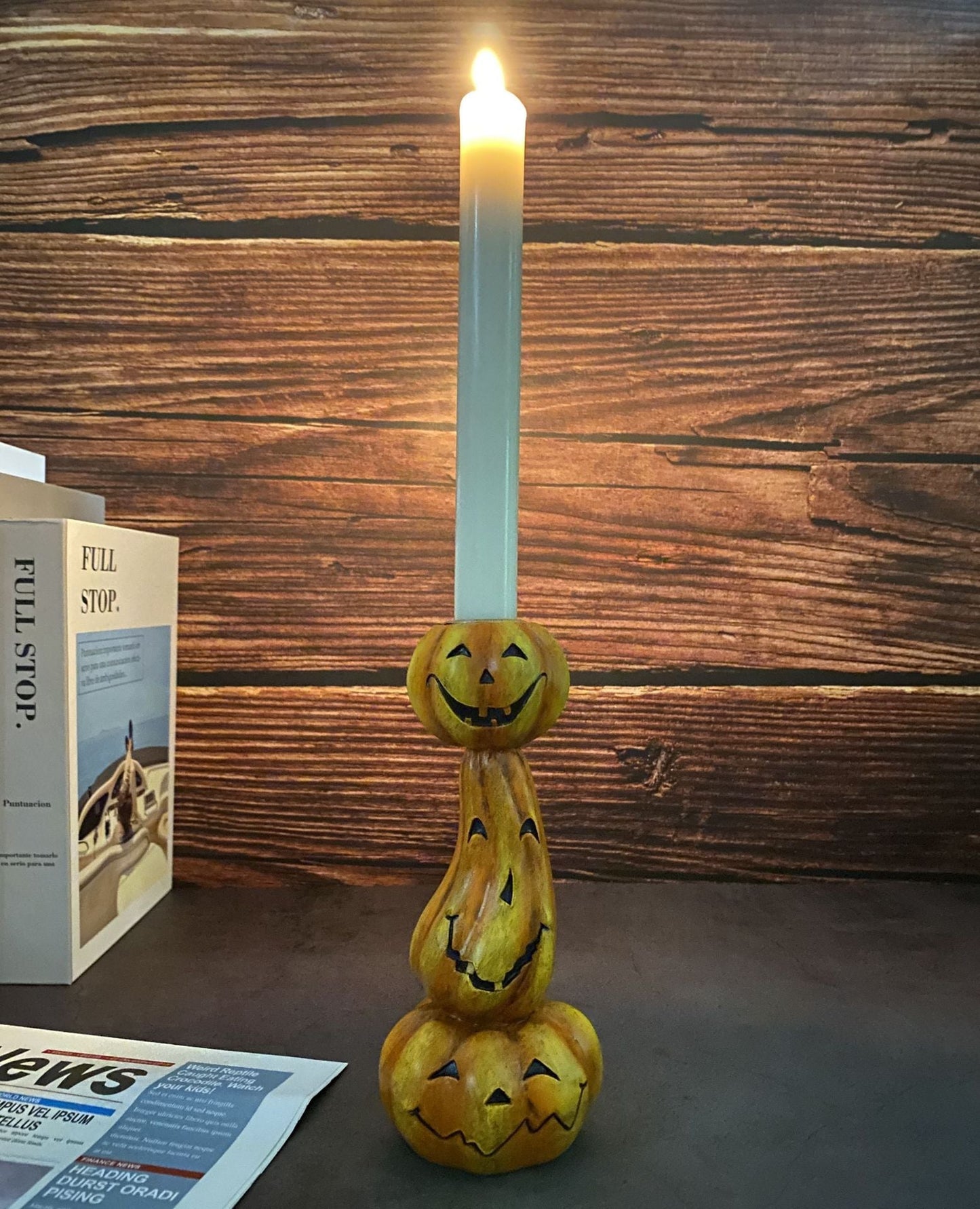 Heimdeko Halloween Kürbis Kerzenständer Dekorationen Harz Gefertigte Hohle Kerzenbasis Halloween Dekoration Kerzenständer
