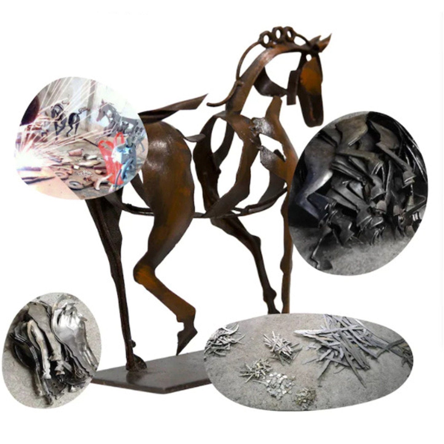 Heimdekoration Metall Pferdeskulptur Adonis dreidimensionales Durchbrochenes abstraktes Vintage Schreibtisch Bürodeko Weihnachtsornamente
